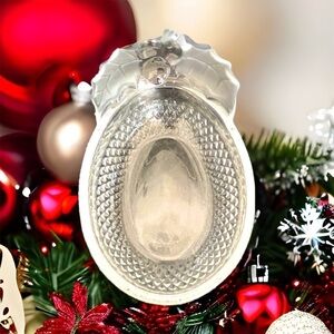 Crystal Etched Christmas Candy Dish